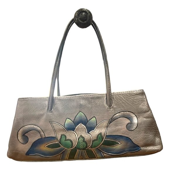 Anuschka Authentic Vintage Genuine Leather Hand Painted Floral Purse Handbag - Picture 2 of 16